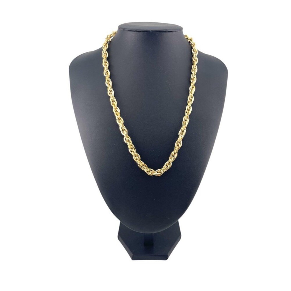 Vintage Gold Rope Chain Necklace 20" Chunky Textured Gold Plated Unisex